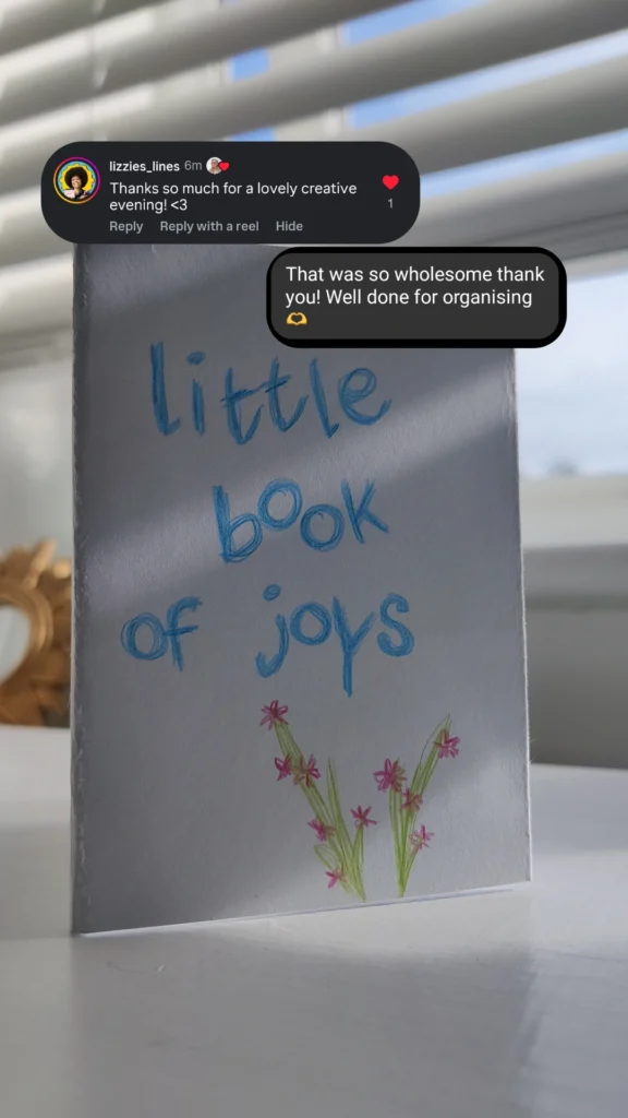 Small zine which has 'little book of joys' written on it.